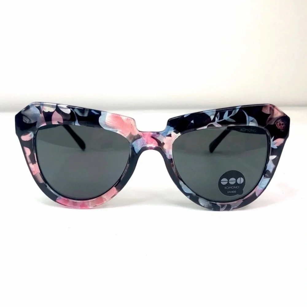 New KOMONO sunglasses The Stella Cateye Floral Black and Pink